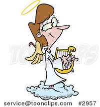 Cartoon Female Angel Playing a Lyre by Toonaday