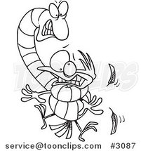 Cartoon Black and White Line Drawing of a Big Worm Strangling a Bird by Toonaday