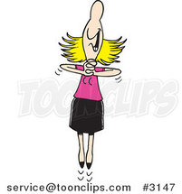 Cartoon Business Woman Jumping Gleefully by Toonaday