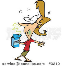 Cartoon =Lady Smelling Expired Milk by Toonaday