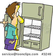 Cartoon Guy Staring in an Empty Fridge by Toonaday