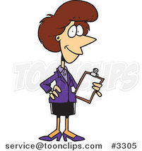 Cartoon Female Executive Holding a Clipboard by Toonaday