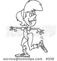 Cartoon Coloring Page Line Art of an Aerobics Lady Exercising by Toonaday