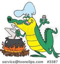 Cartoon Gator Making Soup by Toonaday