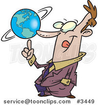 Cartoon Business Man Spinning a Globe by Toonaday