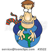 Cartoon Business Man Hugging a Globe by Toonaday