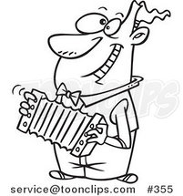 Coloring Page Line Art of a Happy Cartoon Guy Playing an Accordion by Toonaday