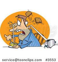 Cartoon Guy Squirting His Eye with Grapefruit and a Toaster Hitting Him with Toast by Toonaday