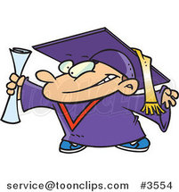 Cartoon Graduate Boy Holding His Certificate by Toonaday