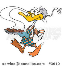 Cartoon Granny Duck Carrying Muffins by Toonaday