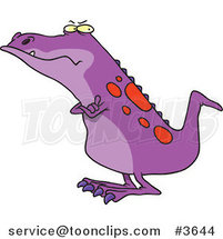 Cartoon Grumpy Grumposaurus with Folded Arms by Toonaday
