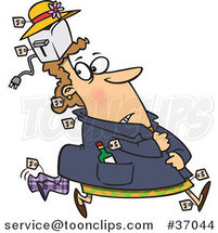 Cartoon Kleptomaniac Female Shoplifter with Goods Stashed in Her Hat and Clothes by Toonaday
