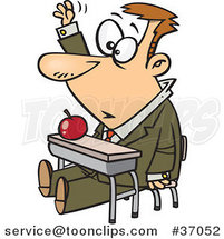 Cartoon Life Long Student Raising His Hand in Class by Toonaday