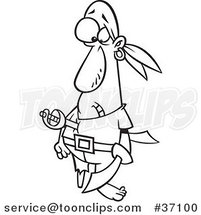 Cartoon Outlined Pirate Stabbed with a Sword by Toonaday