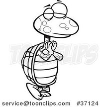 Cartoon Outlined Yoga Tortoise in a Pose by Toonaday