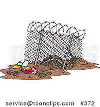 Cartoon Turkey Bird Escaping Under an Enclosure by Toonaday