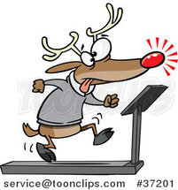 Cartoon Christmas Reindeer Running on a Treadmill by Toonaday