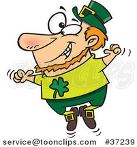 Cartoon St Patricks Leprechaun Jumping up and down by Toonaday