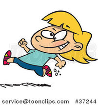 Cartoon Little Girl Running by Toonaday