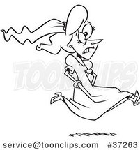 Black and White Outline Cartoon Runaway or Late Bride by Toonaday