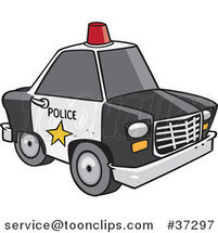 Cartoon Police Car with a Siren Cone on the Roof by Toonaday