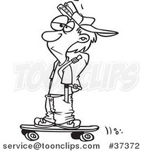 Cartoon Outlined Teenage Skater Boy with His Hands in His Pockets by Toonaday