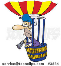 Cartoon Balloonist Using a Telescope by Toonaday