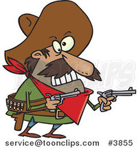 Cartoon Mexican Bandito Holding Pistols by Toonaday