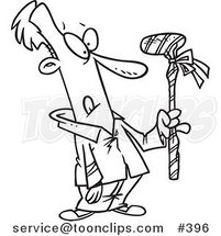 Cartoon Coloring Page Line Art of a Guy Holding a Wrapped Golf Club by Toonaday
