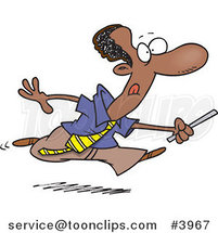 Cartoon Black Business Man Running with a Baton by Toonaday