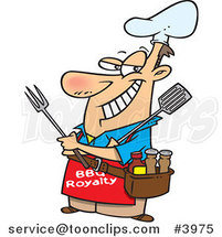 Cartoon Guy Wearing a Bbq Royalty Apron by Toonaday