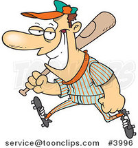Cartoon Grinning Baseball Player by Toonaday