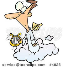 Cartoon Angel Holding a Broken Lyre by Toonaday