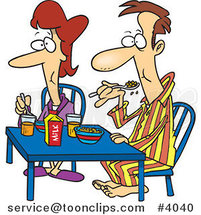 Cartoon Couple Eating Breakfast Together by Toonaday