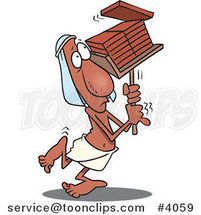 Cartoon Laborer Carrying Bricks by Toonaday