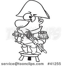 Cartoon Outlined Short Captain Standing on a Stool by Toonaday