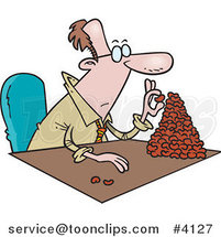 Cartoon Business Man Counting His Beans by Toonaday