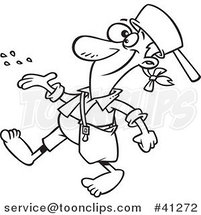 Cartoon Outlined Johnny Appleseed Tossing Seeds by Toonaday