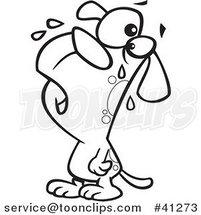 Cartoon Outlined Dog Whining by Toonaday