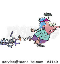 Cartoon Mad Female Golfer Walking Away from Bent Clubs by Toonaday