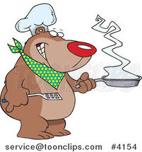 Cartoon Bear Chef Holding a Frying Pan by Toonaday