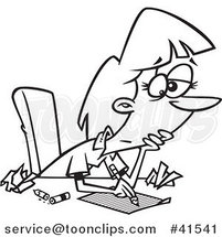 Cartoon Outlined Author Lady with Writers Block by Toonaday
