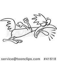 Cartoon Outlined Rooster Screaming a Wake up Call by Toonaday