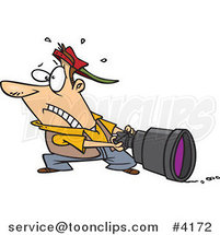 Cartoon Guy Pulling a Big Lens by Toonaday