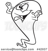 Cartoon Outlined Halloween Spook Ghost Making a Face by Toonaday