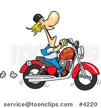 Cartoon Biker Laughing on His Motorcycle by Toonaday
