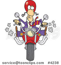 Cartoon Business Man Biker on His Motorcycle by Toonaday
