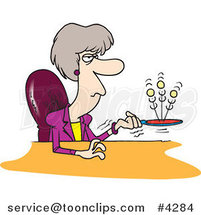 Cartoon Bored Business Woman Playing with a Ball and Paddle by Toonaday