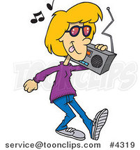 Cartoon Lady Carrying a Boom Box by Toonaday