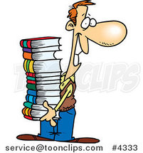 Cartoon Guy Carrying a Stack of Books by Toonaday